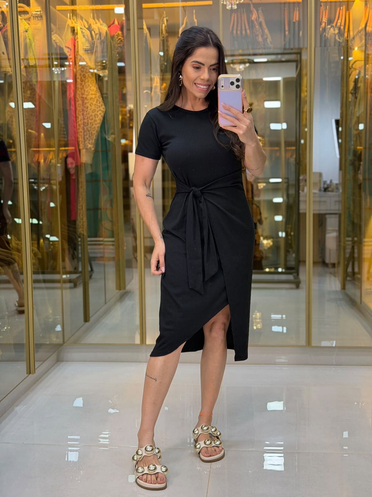 VESTIDO ENVELOPE CANELADO